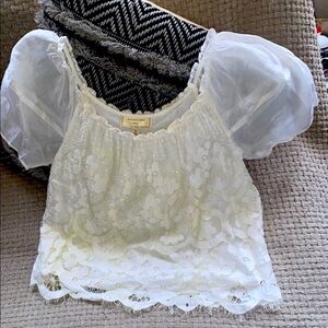 🌹Anthropologie Moulinette Soeurs Gorgeous White Lace Top!
🌹Size XS!
🌹Beautiful!